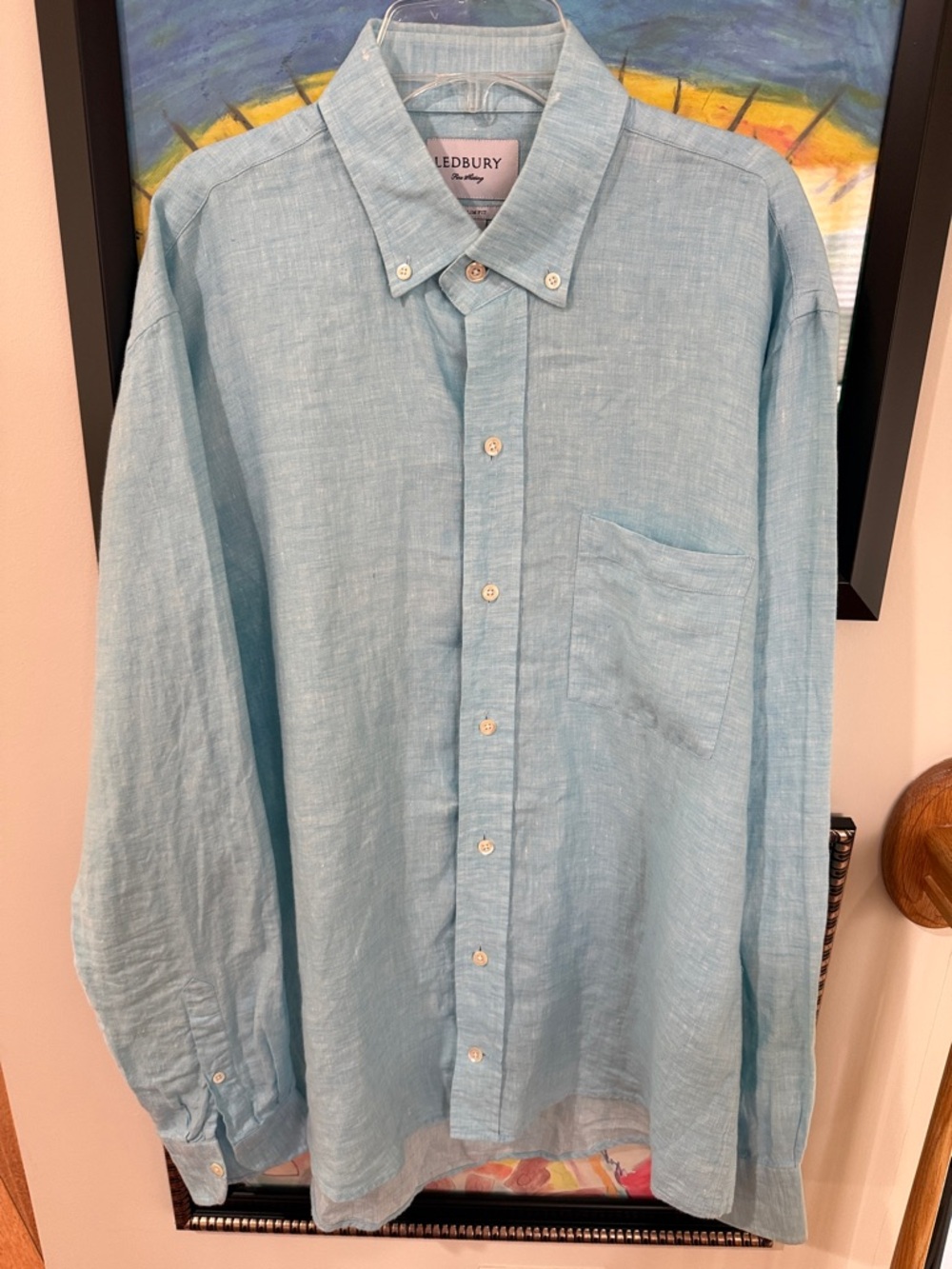 Linen Light Turquoise Preppy Excellent Condition Lightweight Vacation Beach XL
